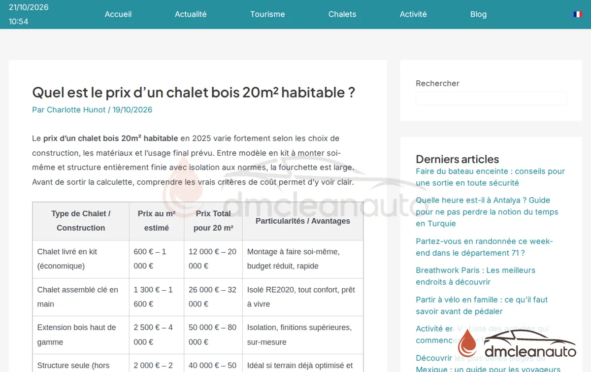 Capture : Quel est le prix d’un chalet bois 20m² habitable ? • Chalet Eau Vive